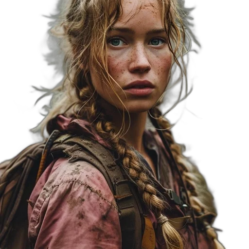face, weapon, hair, photorealistic transparent PNG cut-out
