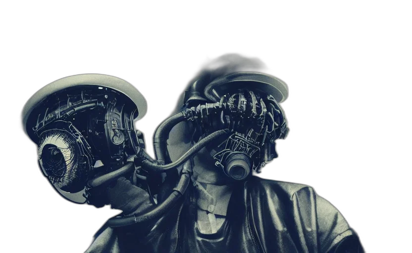 mask, cyberpunk, concept art, 3d render transparent PNG cut-out