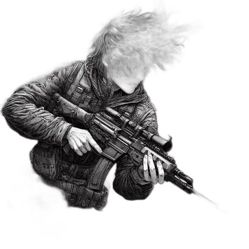 weapon, jacket, hair, animal transparent PNG cut-out