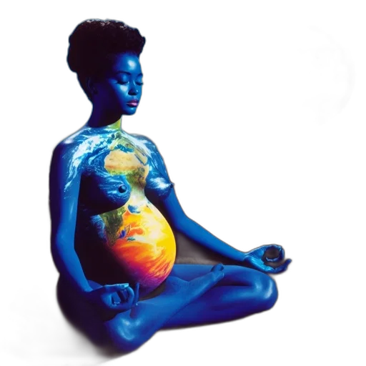concept art, outer space, blue, woman transparent PNG cut-out