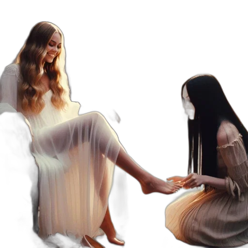 dress, hair, concept art, 3d render transparent PNG cut-out