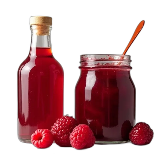 bottle, food, raspberry, syrup transparent PNG cut-out