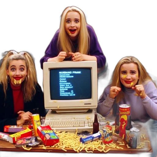three, young, women, 1990s transparent PNG cut-out