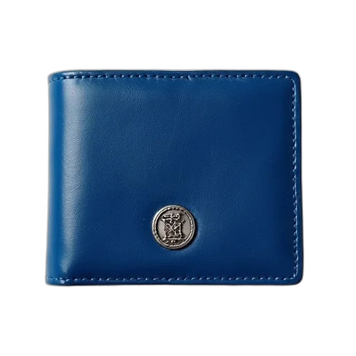 blue, leather, wallet, silver transparent PNG cut-out