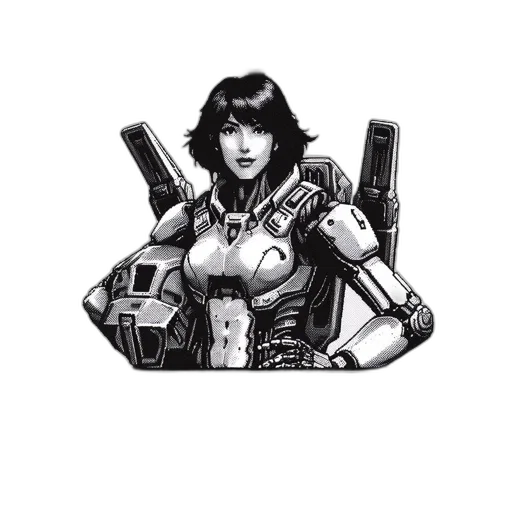 robot, weapon, comic book art, pixel art transparent PNG cut-out
