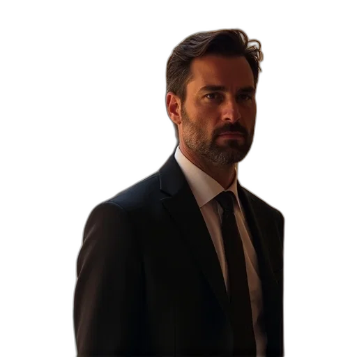 staff, jacket, face, hair transparent PNG cut-out