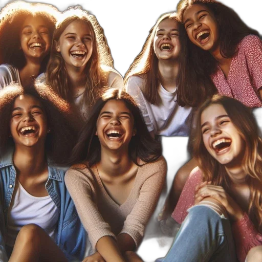 group, young, women, laugh transparent PNG cut-out