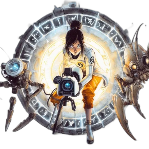 staff, weapon, robot, fantasy art transparent PNG cut-out