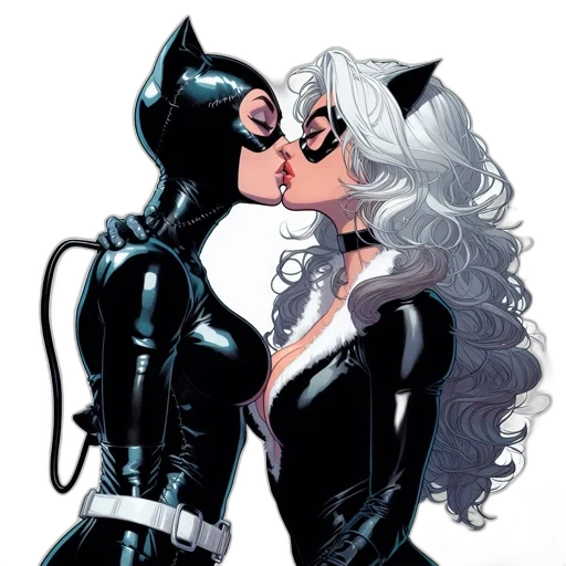 comic book art, concept art, two, women transparent PNG cut-out