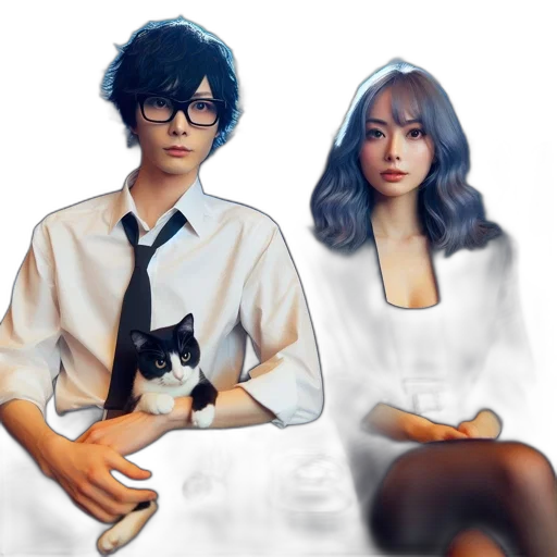 photorealistic, anime, oil painting, pixel art transparent PNG cut-out