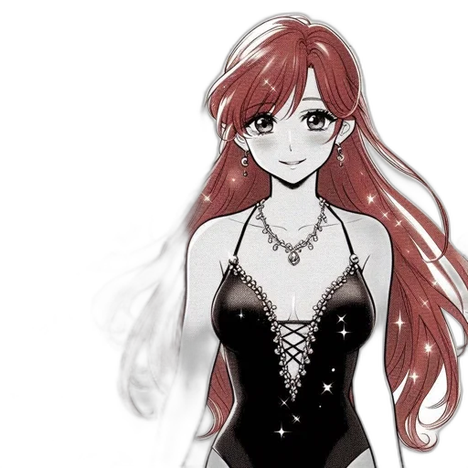 dress, jewelry, anime, cartoon transparent PNG cut-out