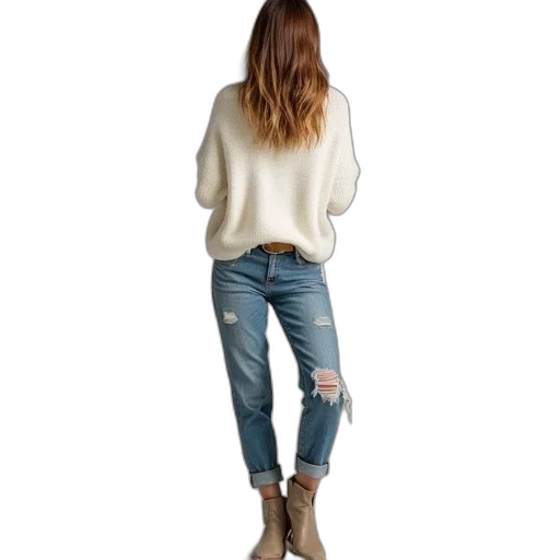 jacket, shoes, hair, jewelry transparent PNG cut-out