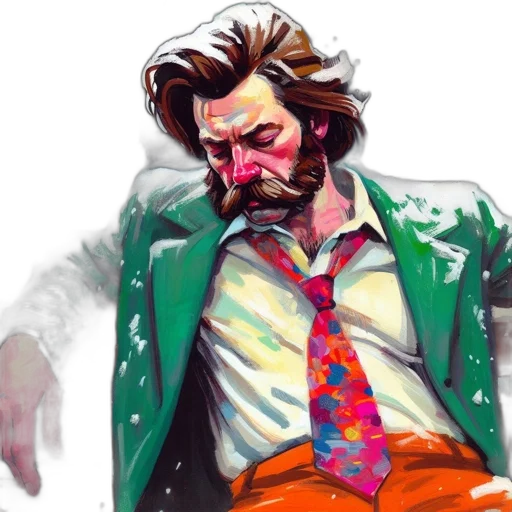jacket, face, concept art, watercolor transparent PNG cut-out