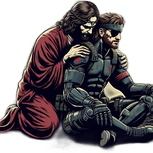 comic book art, concept art, two, figures transparent PNG cut-out
