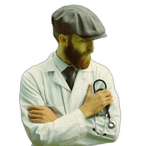 staff, jacket, hat, robot transparent PNG cut-out