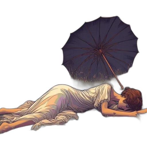 umbrella, dress, staff, concept art transparent PNG cut-out