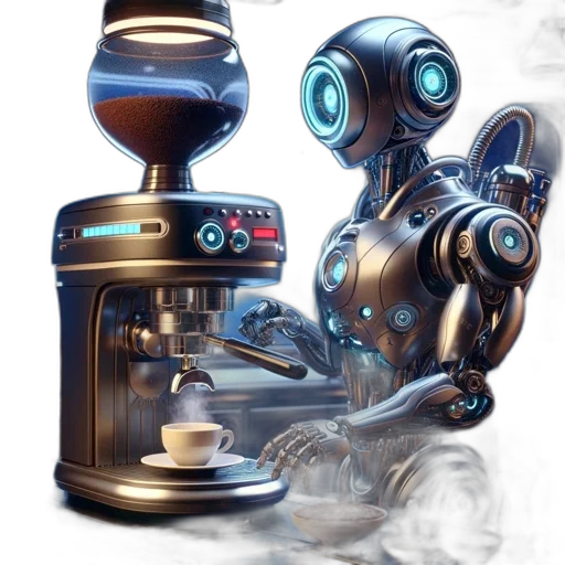 robot, concept art, 3d render, photorealistic transparent PNG cut-out