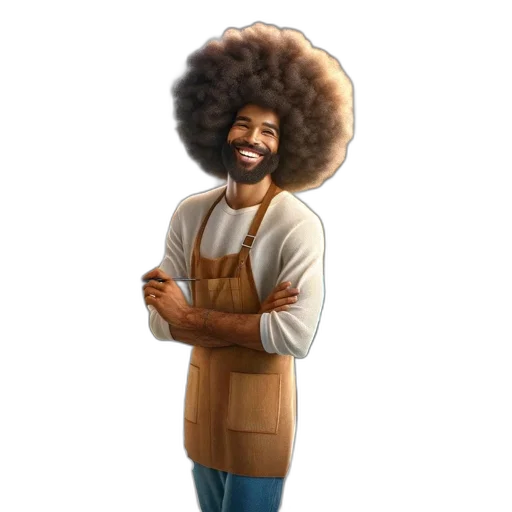 staff, hair, jacket, face transparent PNG cut-out