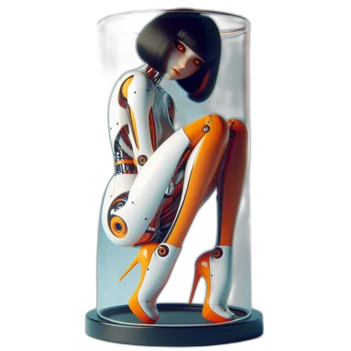 robot, concept art, 3d render, pixel art transparent PNG cut-out