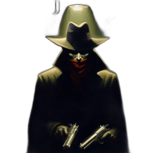 mask, jacket, staff, hat transparent PNG cut-out