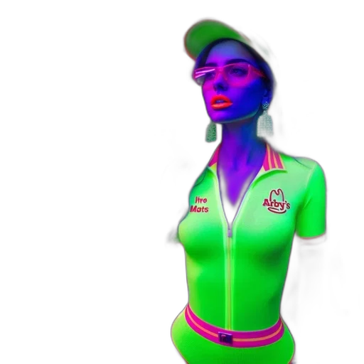staff, jacket, 3d render, vaporwave transparent PNG cut-out