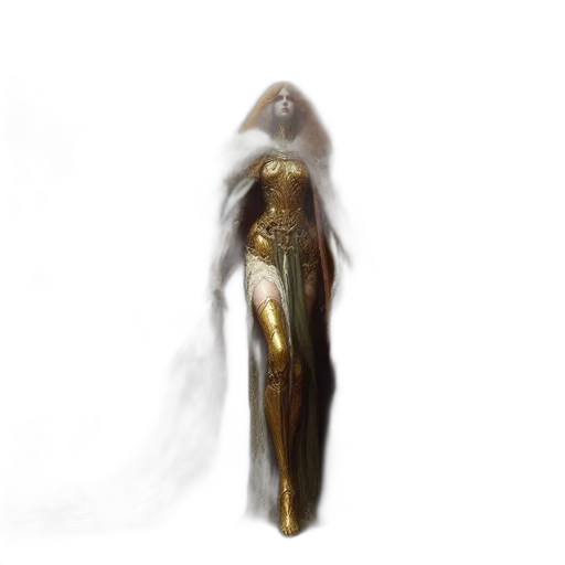 dress, jewelry, hair, staff transparent PNG cut-out