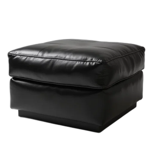 furniture, black, leather, ottoman transparent PNG cut-out