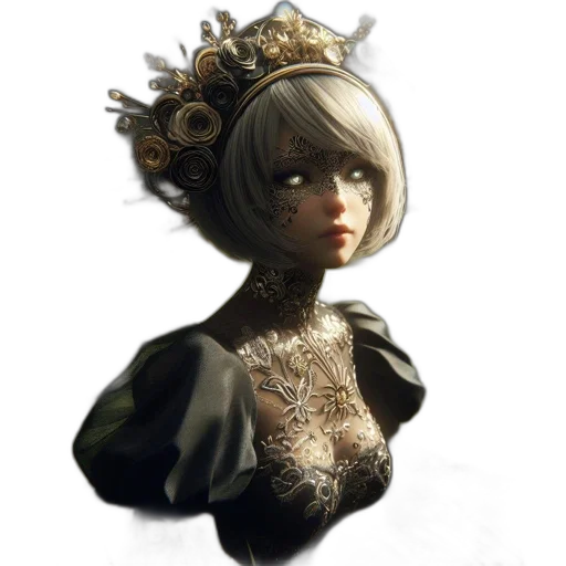 crown, dress, mask, staff transparent PNG cut-out