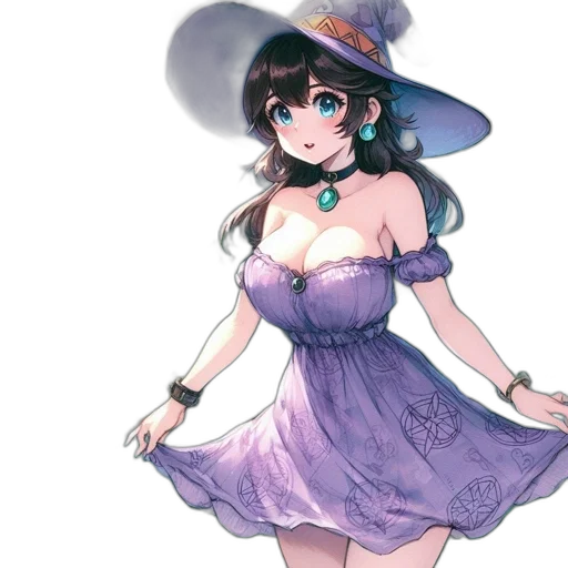 dress, hat, staff, concept art transparent PNG cut-out