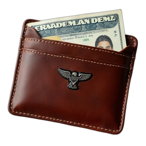 brown, leather, wallet, visible transparent PNG cut-out