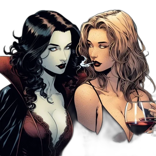 comic book art, concept art, dark, two transparent PNG cut-out