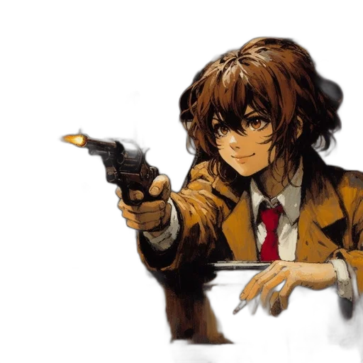 weapon, jacket, staff, anime transparent PNG cut-out