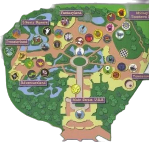 concept art, colorful, map, disneyland transparent PNG cut-out