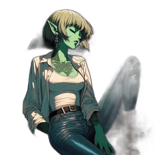 jacket, mask, staff, creature transparent PNG cut-out