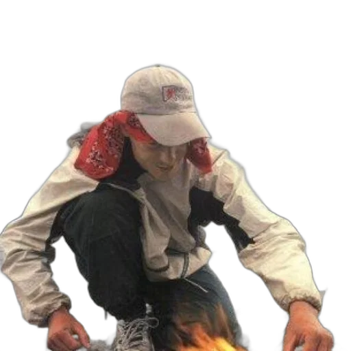 jacket, hat, staff, weapon transparent PNG cut-out