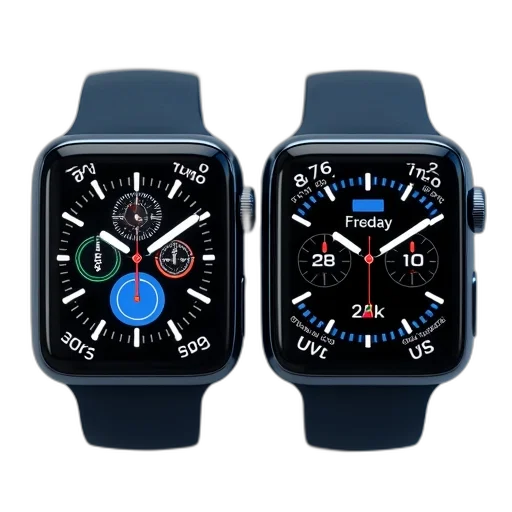 pair, smartwatches, black, blue transparent PNG cut-out