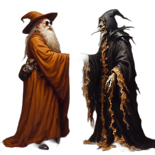 concept art, fantasy art, dark, elderly transparent PNG cut-out