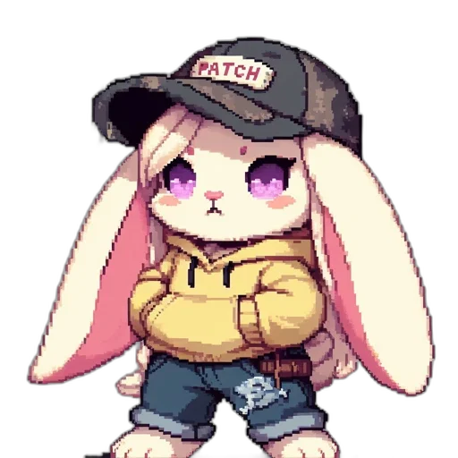 hat, jacket, animal, pixel art transparent PNG cut-out