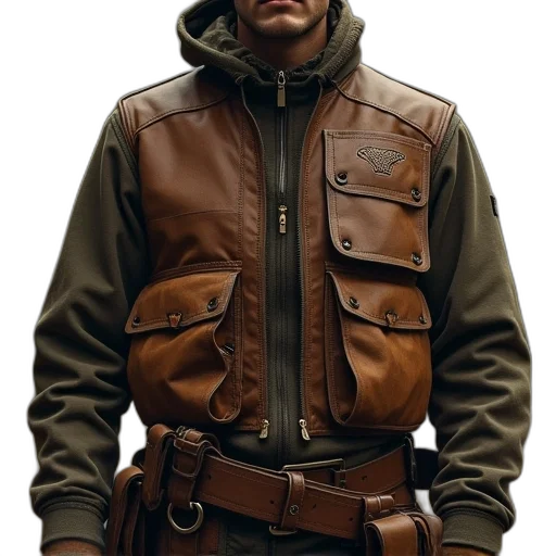 jacket, staff, photorealistic, concept art transparent PNG cut-out