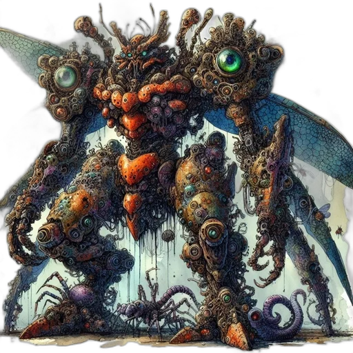 creature, robot, dragon, staff transparent PNG cut-out