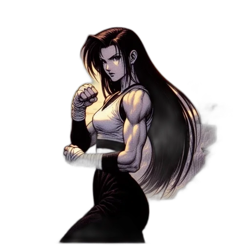 hair, staff, weapon, comic book art transparent PNG cut-out