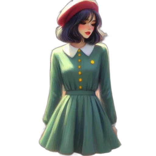 dress, hat, staff, jacket transparent PNG cut-out