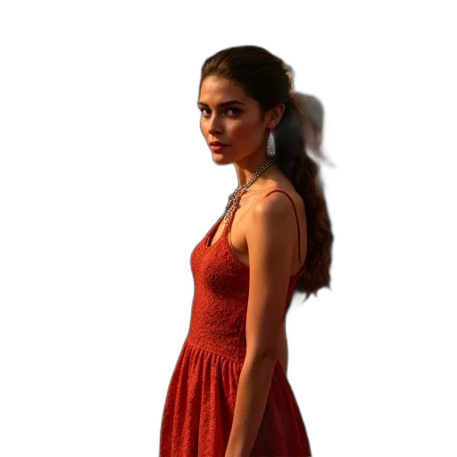 dress, hair, jewelry, face transparent PNG cut-out