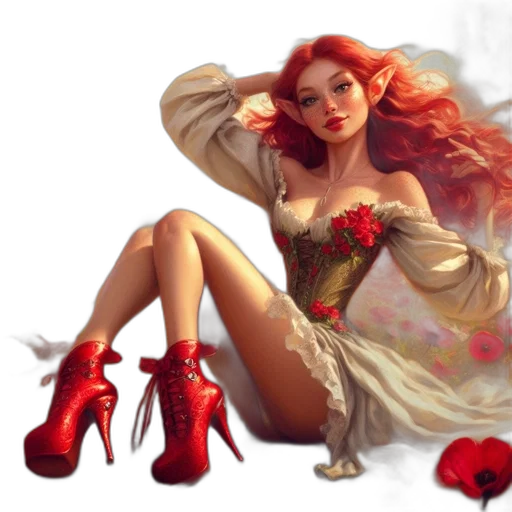 dress, shoes, fantasy art, photorealistic transparent PNG cut-out