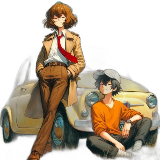 car, jacket, concept art, watercolor transparent PNG cut-out