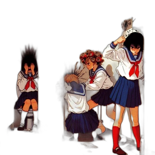 weapon, staff, jacket, hair transparent PNG cut-out