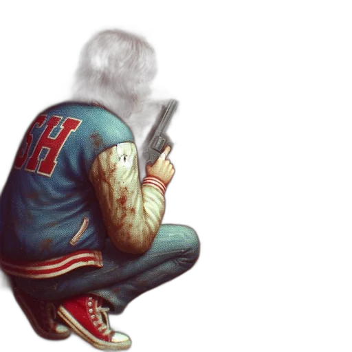 jacket, weapon, face, concept art transparent PNG cut-out