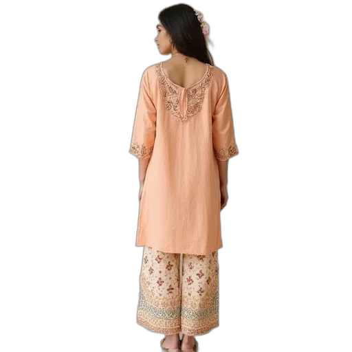 dress, light, peach, embroidered transparent PNG cut-out