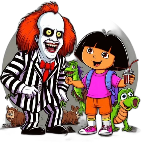 cartoon, concept art, comic book art, two transparent PNG cut-out