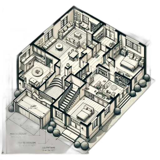 building, concept art, 3d render, isometric transparent PNG cut-out